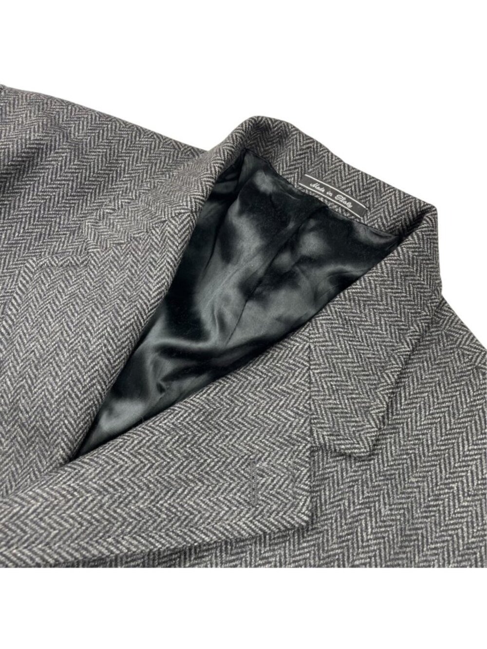 Movimento Men’s 100% Wool Tweed Trench Coat Gray Herringbone • Italy • 50R US